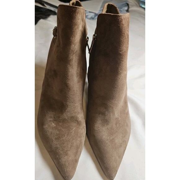 Sam Edelman Women's Brown Suede Ankle Boots 10 Side Buckle Pointed Toe 4" Heel - Picture 3 of 8